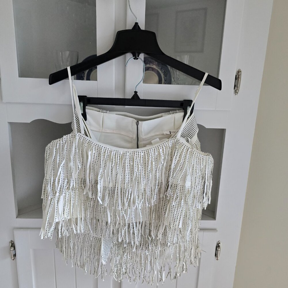 Nylon Apparel Rhinestone Fringe Skirt and Top Set Size Large